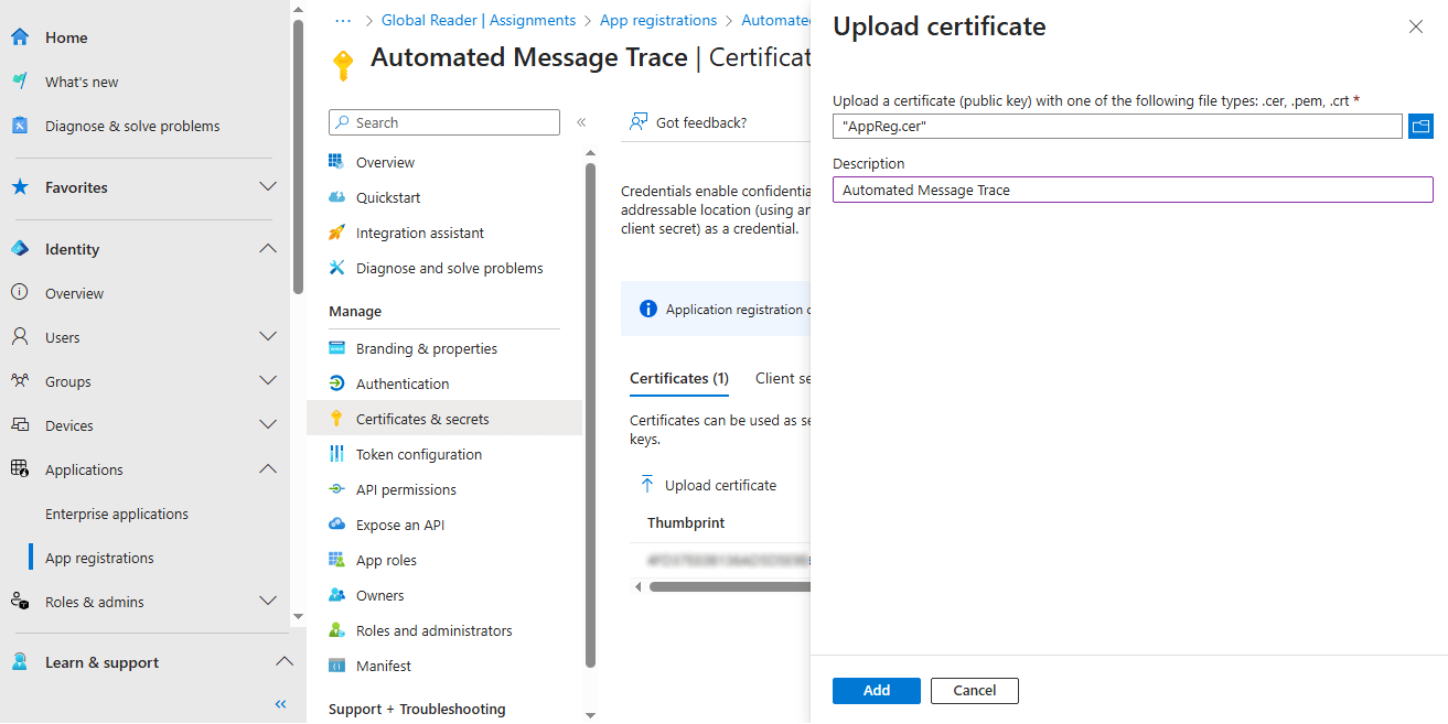 Upload Certificate